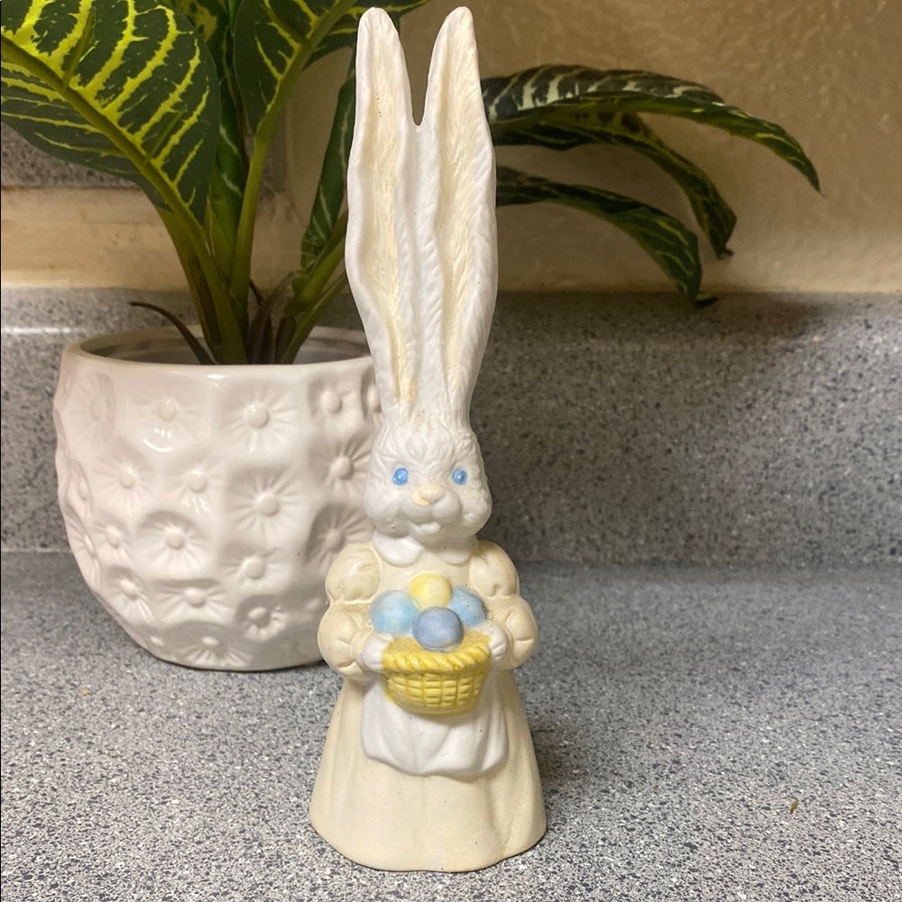 Ceramic Bunny Figurine with Basket